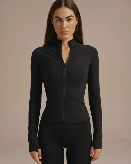 Noir Long Sleeve Zip Up Top